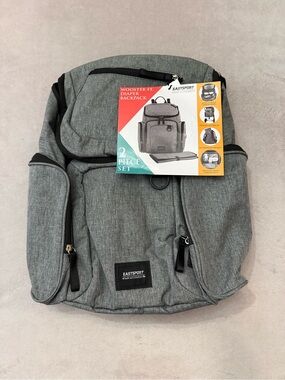 Eastport Gray Large Backpack Diaper Bag Changing Pad Insulated Zipper Pockets